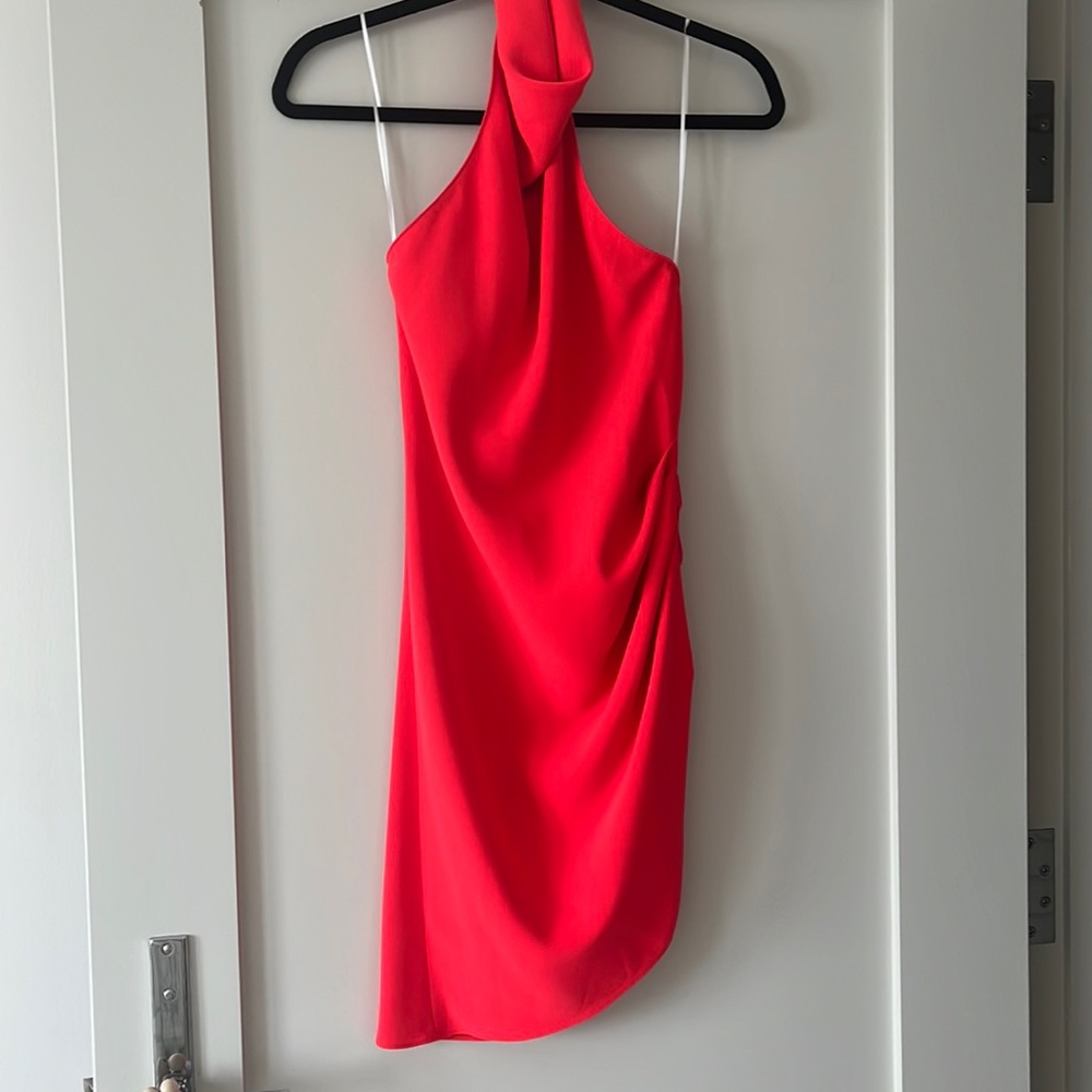 Amanda Uprichard Vibrant Red Halter Mini Dress
